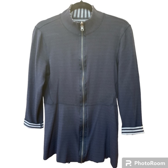 Soft Surroundings Althea Womens Striped Reversible Jacket Peplum Layering Medium - Picture 2 of 8